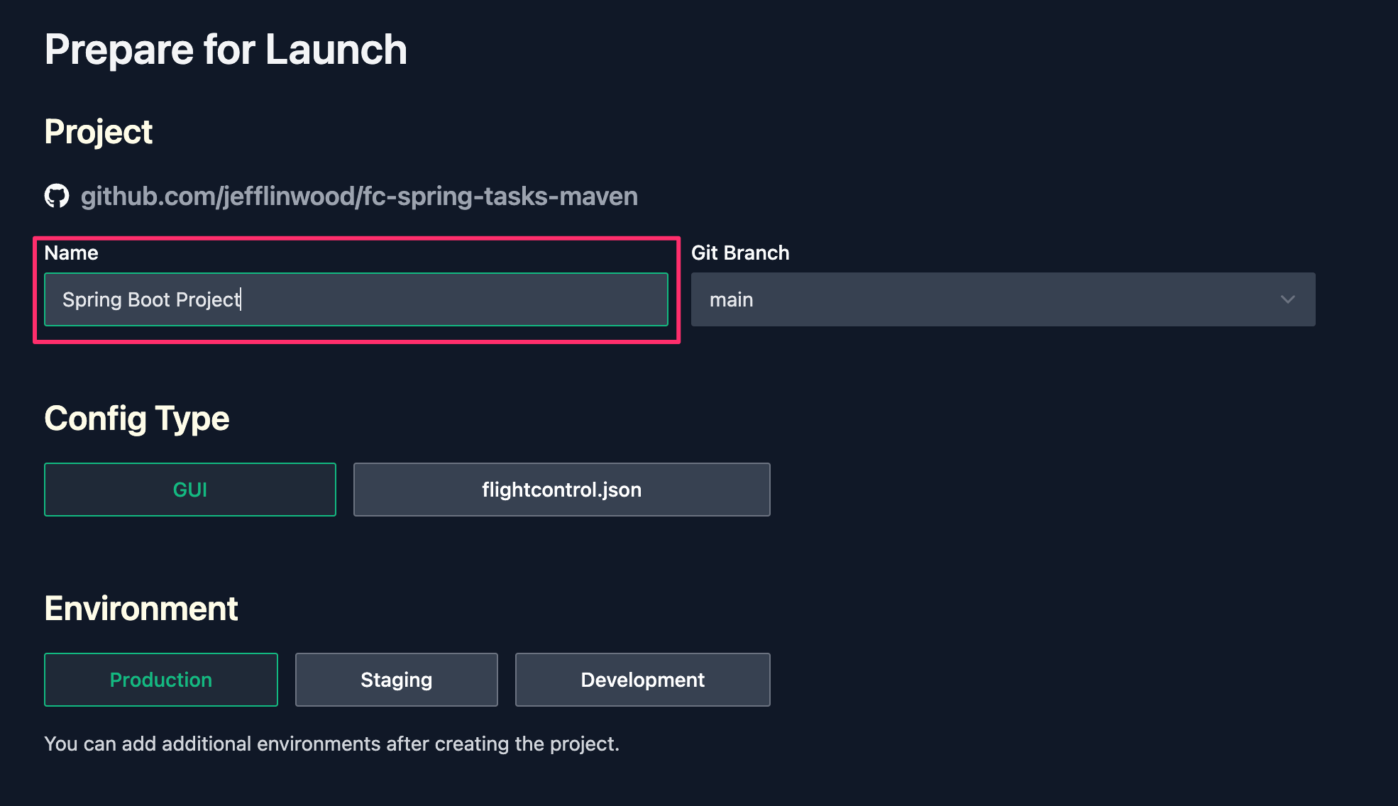 Prepare for Launch Screen