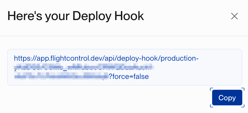 Deploy Hook created in dashboard