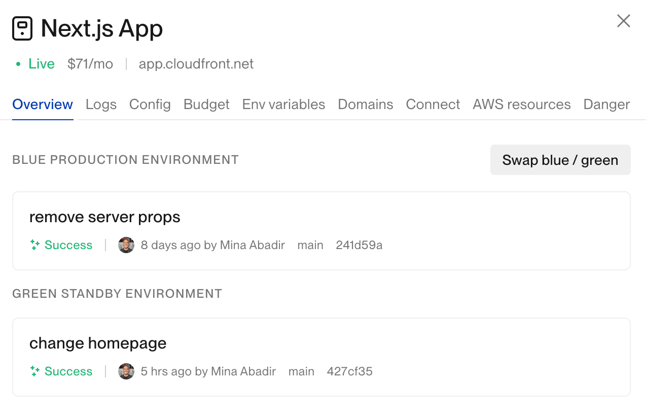 Swap blue / green button in dashboard