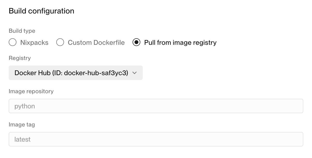 Image Registry Build Type in the Dashboard
