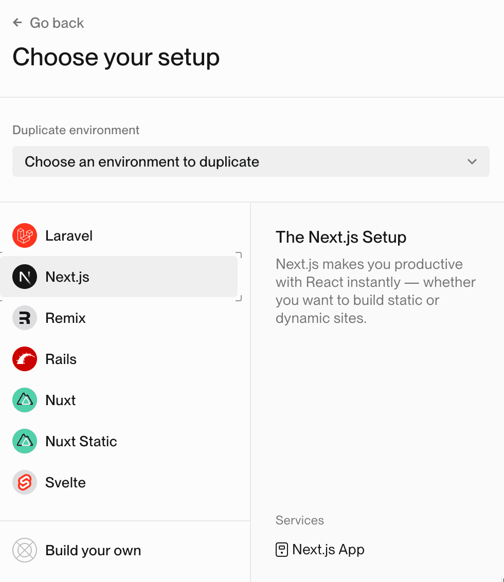 Choose your setup dialog box