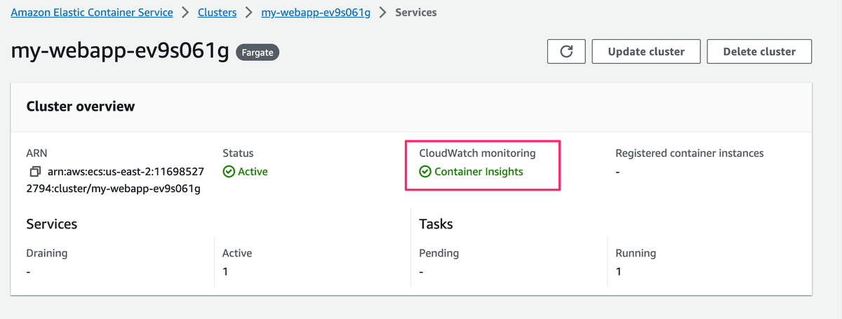 Enabling Container Insights for ECS