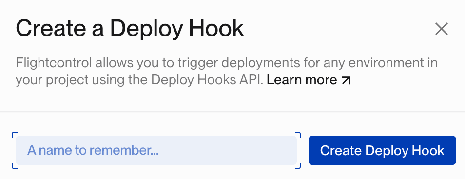 Create Deploy Hook form in dashboard