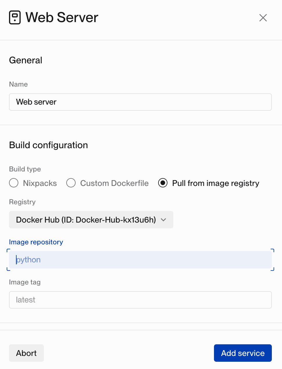 Configuring a Web Server service