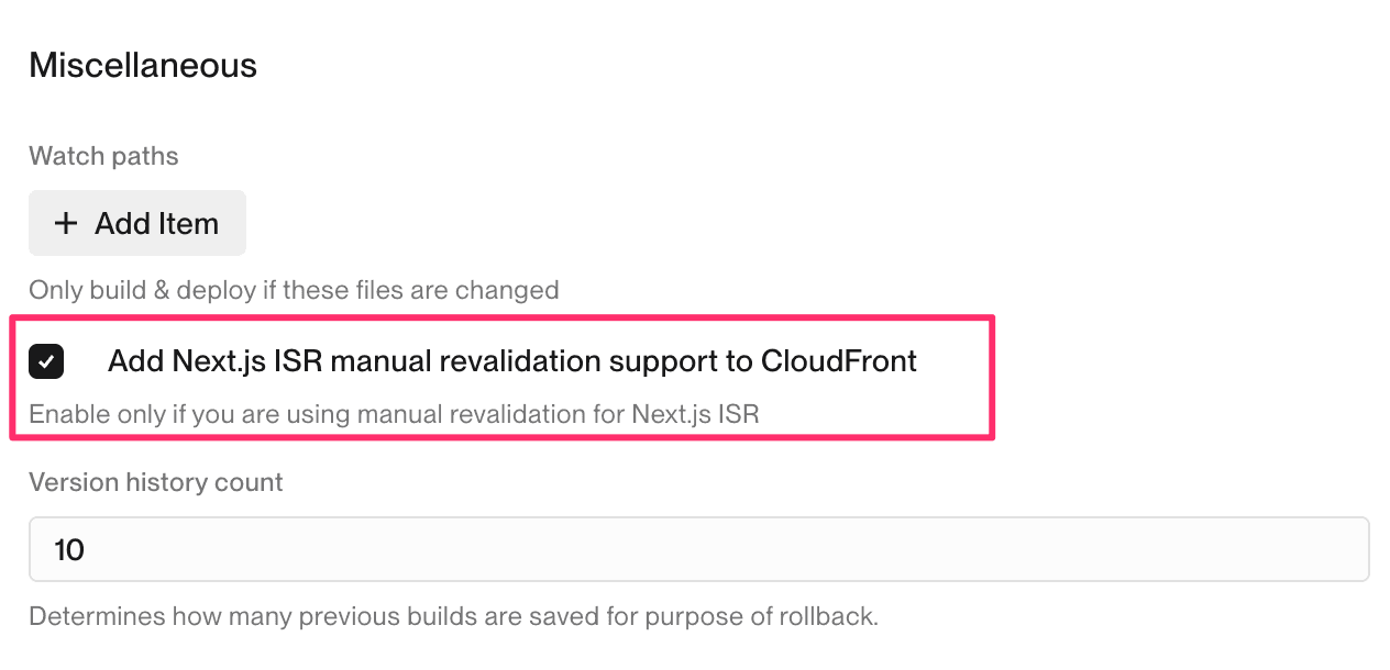 Next.js ISR check box