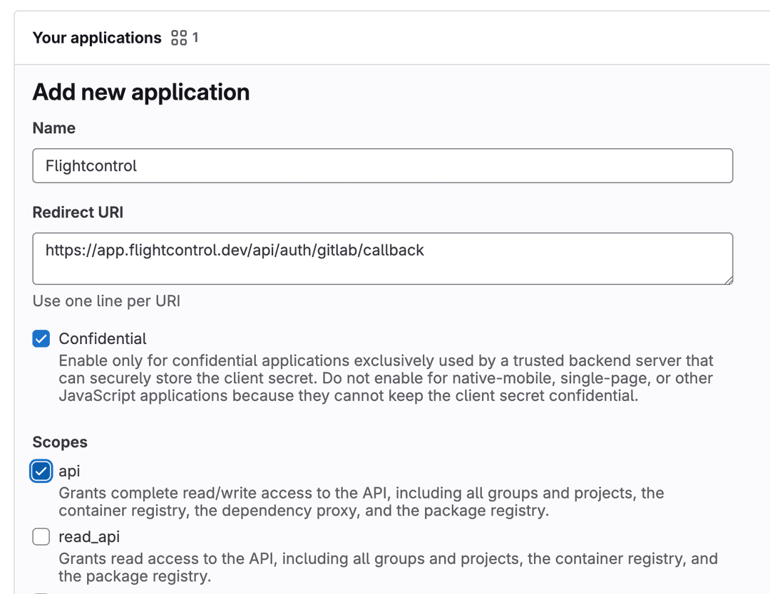 Create OAuth Application