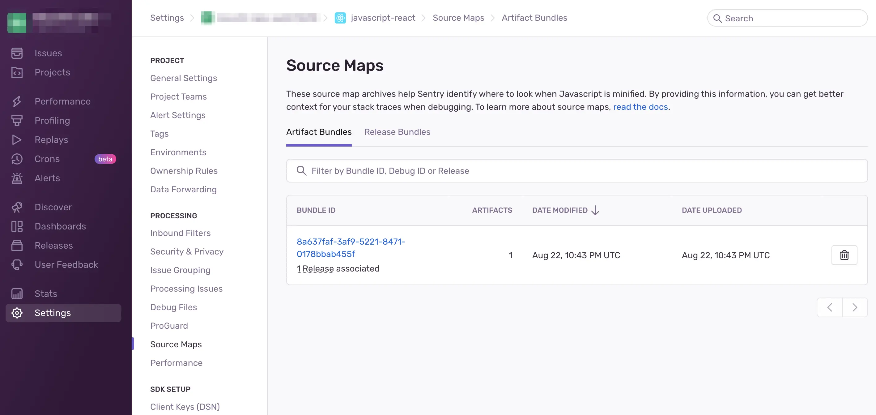 Source Maps in Sentry