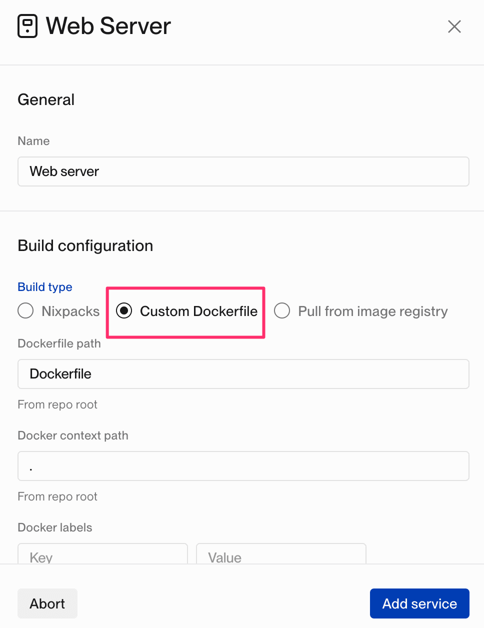 Configuring the Web Server service