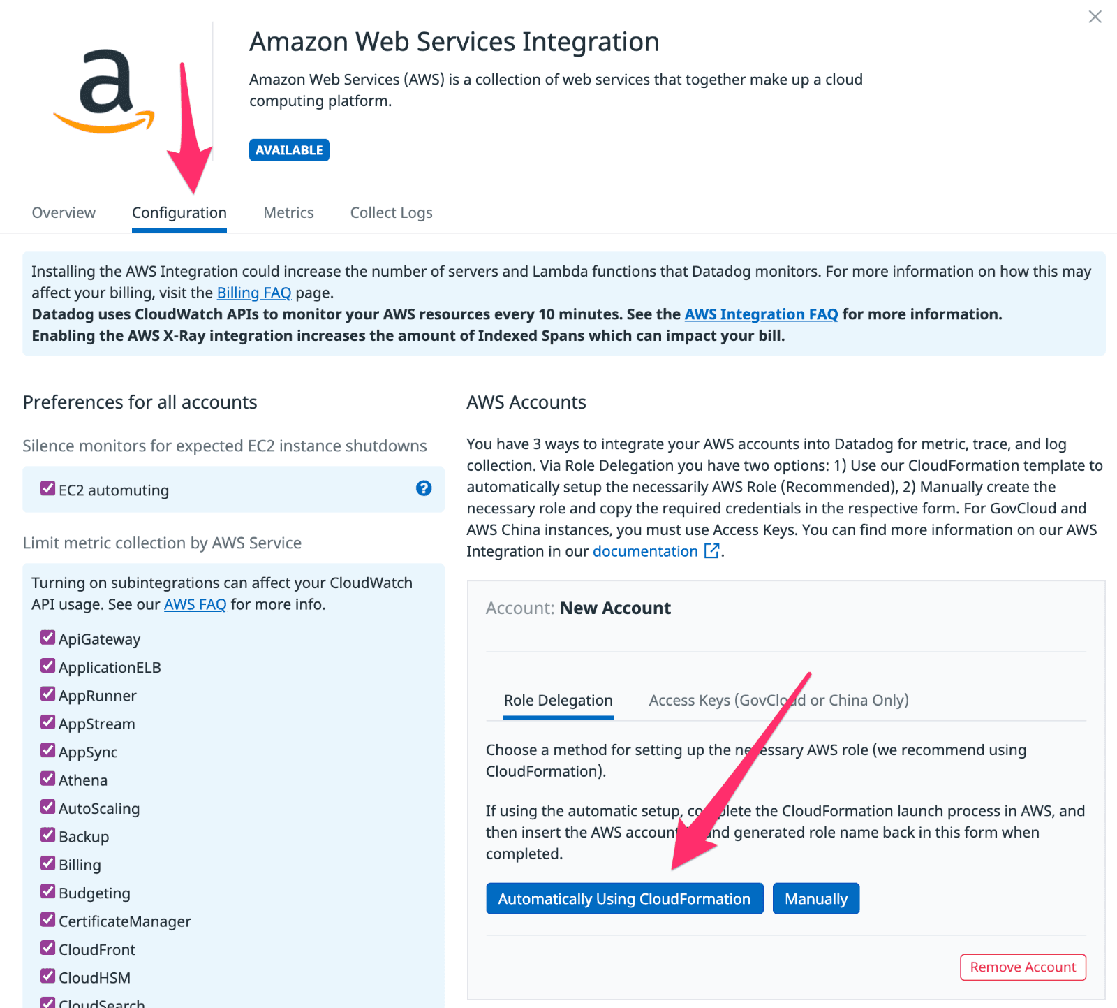 Datadog AWS Configuration