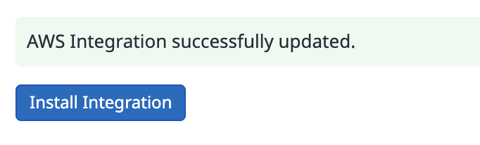 Install Integration success message