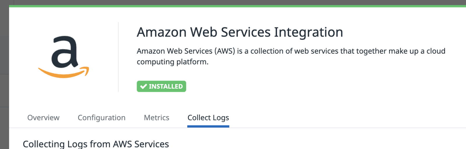 Datadog Collect Logs tab