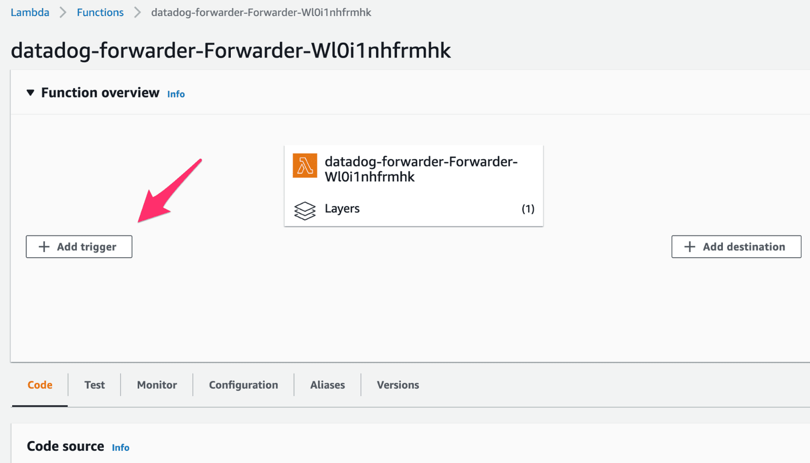 Adding trigger to the lambda function
