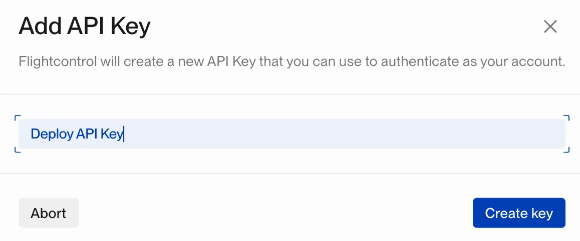 Add an API key dialog box