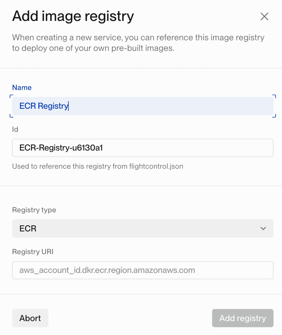 Adding an ECR Image Registry