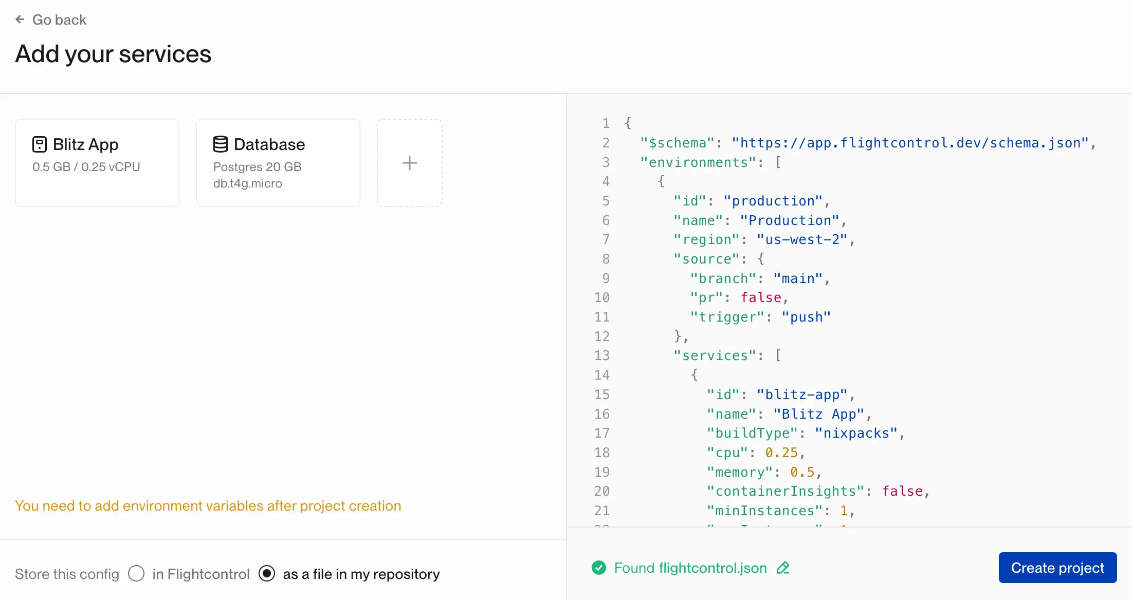 Flightcontrol.json - Config Type