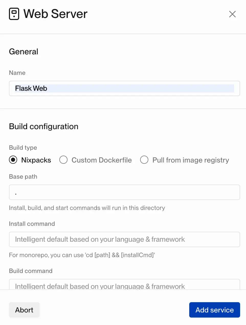 Flask Web Service configuration