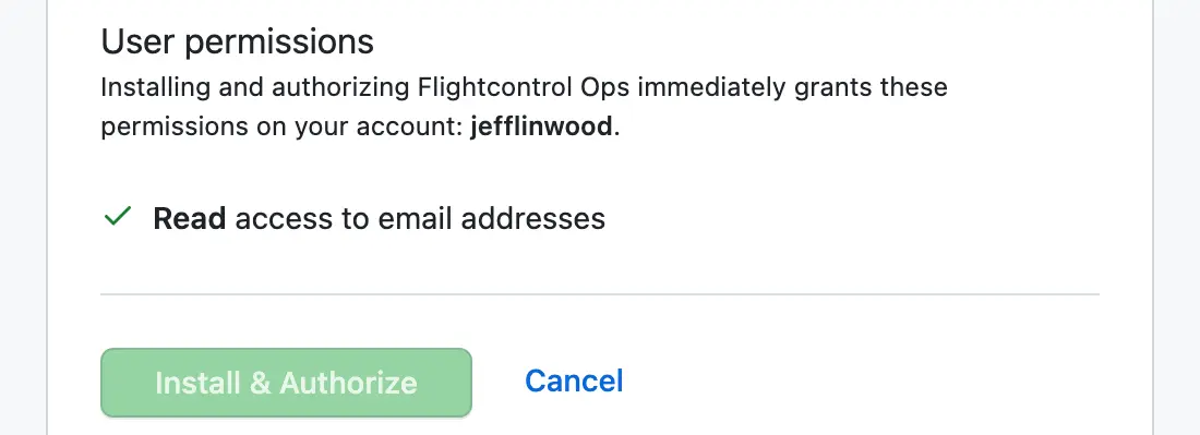 Install and Authorize Button on GitHub app installation screen