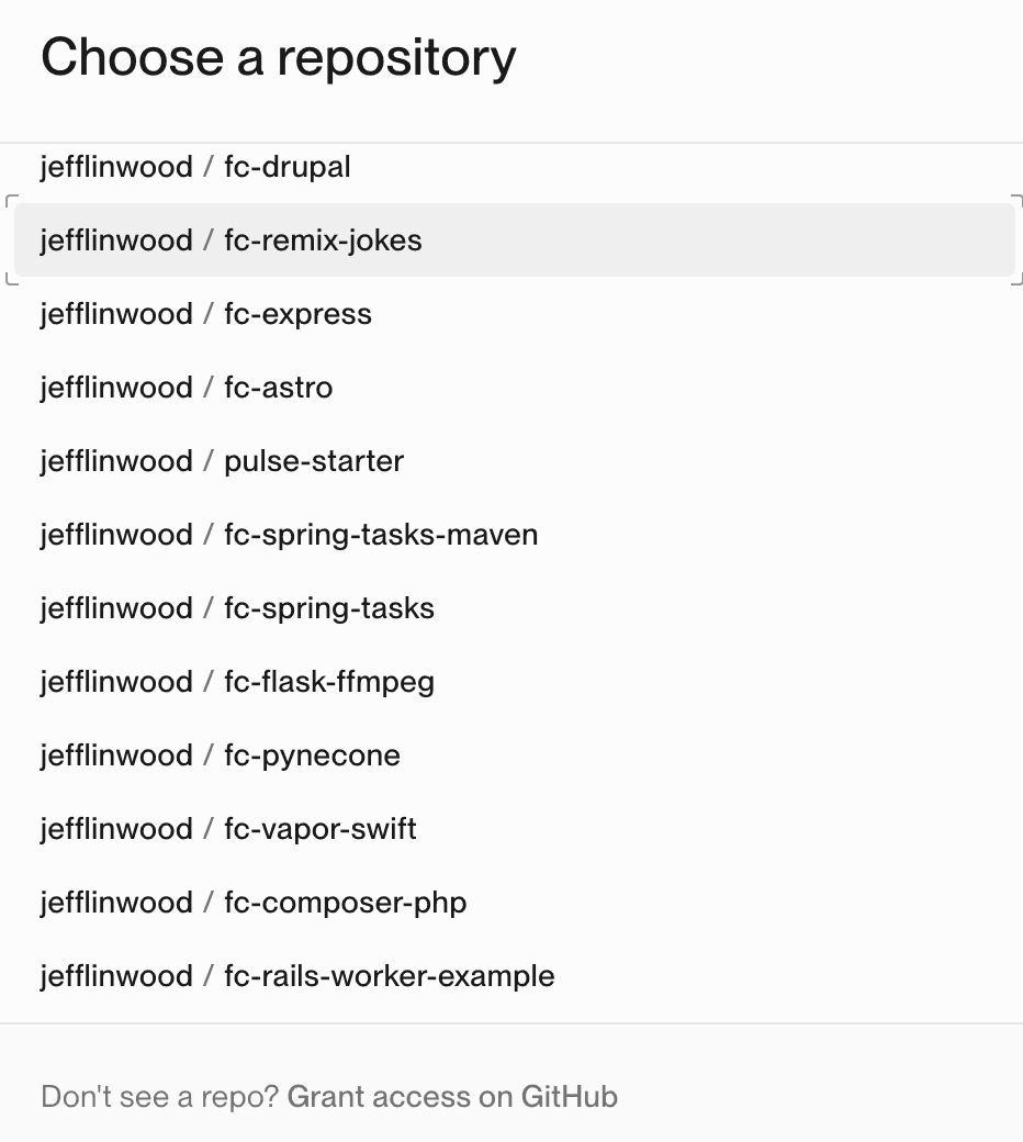 Choose a Repository from the List