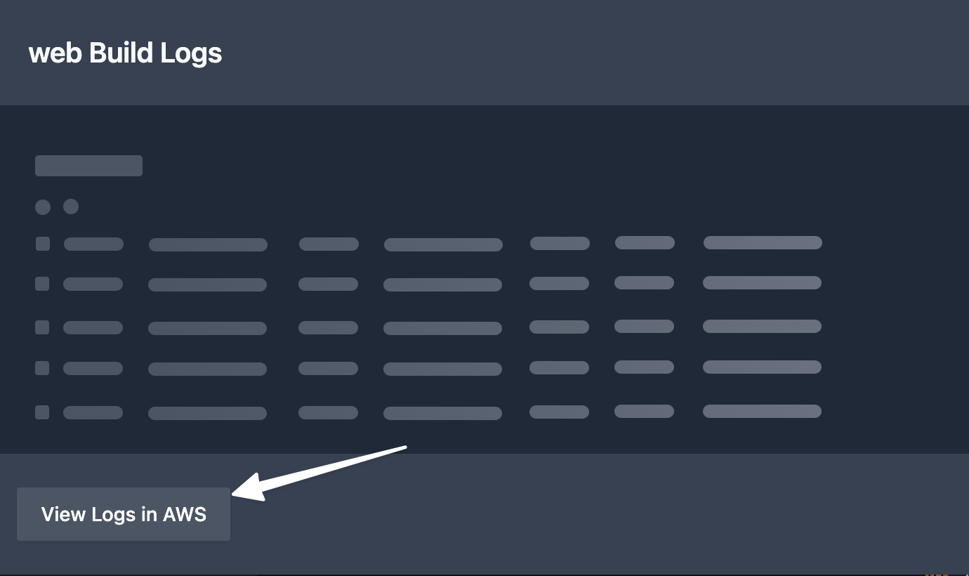 View Logs in AWS Button on the Dashboard